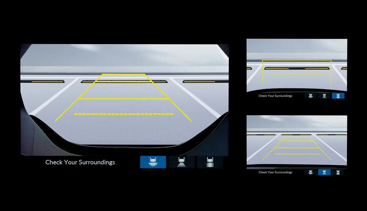 กล้องส่องภาพด้านหลังปรับมุมมอง 3 ระดับ (Multi-angle Rearview Camera)